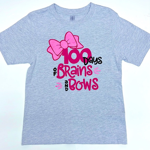 ❤️3/$25 (XS-4/5) 100th Day of School Tee 100 Days of Brains and Bows - Picture 6 of 11